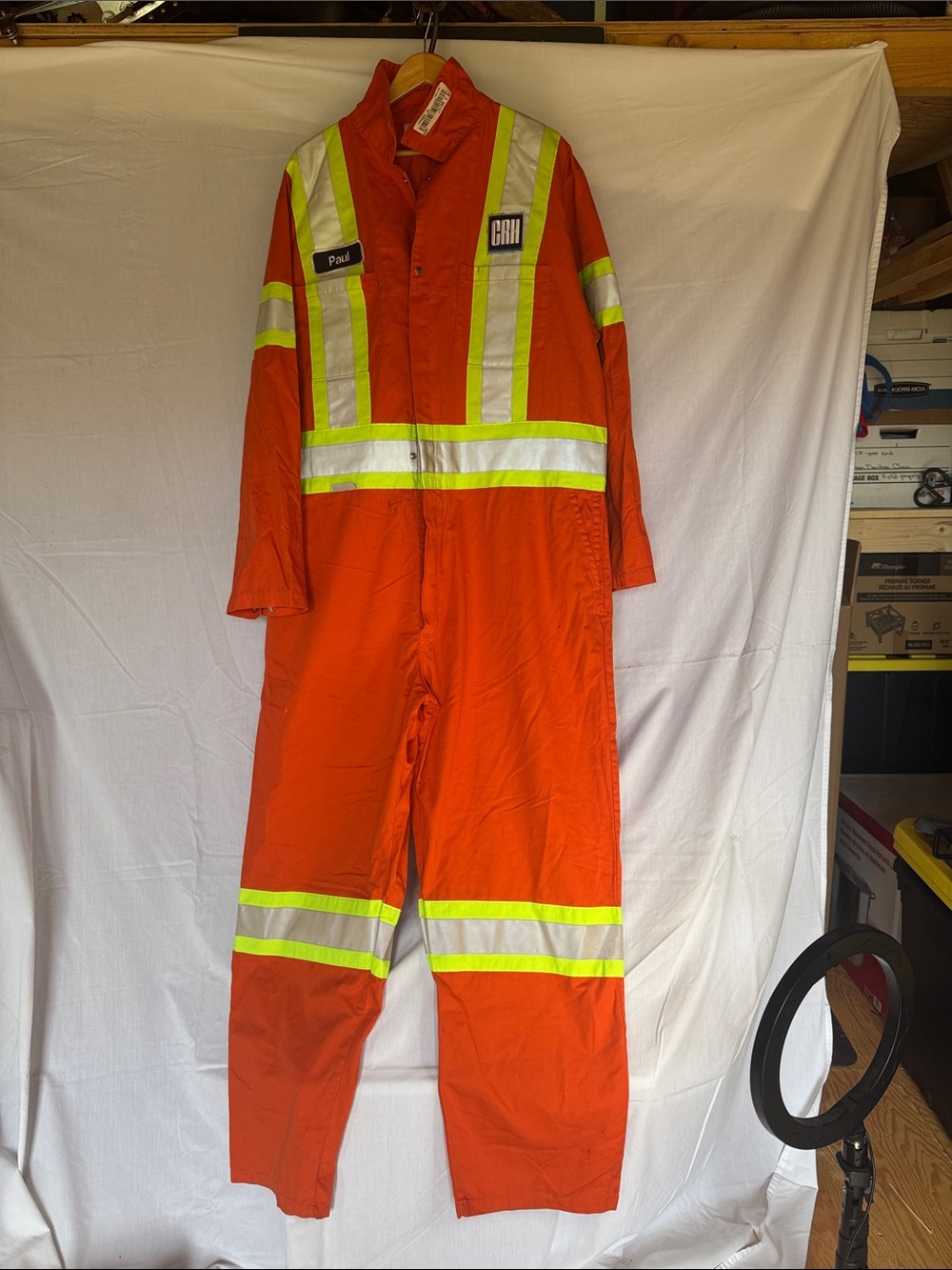 Hi-Vis Orange Men’s Safety Coverall with Reflective Stripes